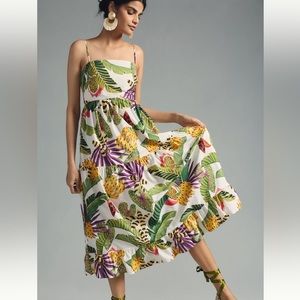 New FARM Rio Stripe Forest Maxi Dress